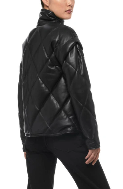 Shop Apparis Liliane Faux Leather Quilted Jacket In Noir