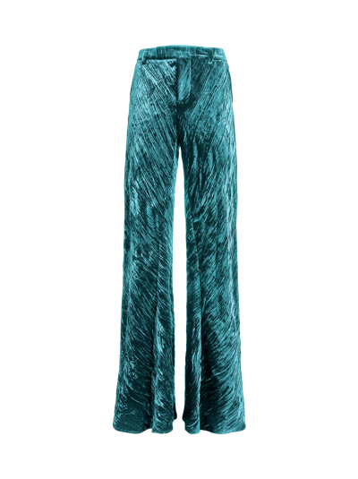 Shop Etro Froissé Velvet Trousers In Light Blue