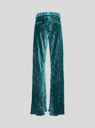 Shop Etro Froissé Velvet Trousers In Light Blue
