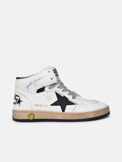 Shop Golden Goose White Leather Sky Star Sneakers