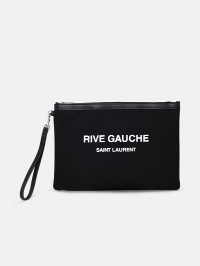 Shop Saint Laurent Black Canvas Rive Gauche Pouch