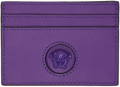 Shop Versace Purple 'la Medusa' Card Holder In 1lb3v True Purple-tr