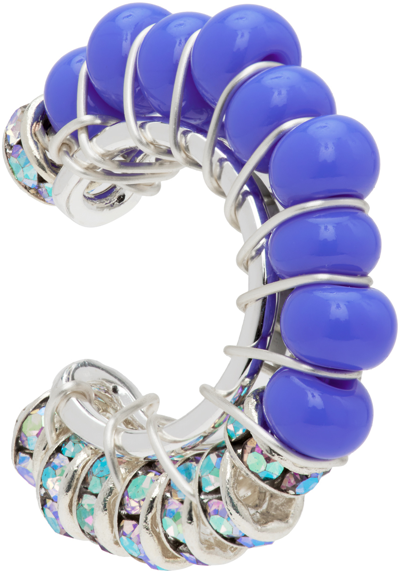 Shop Pearl Octopuss.y Silver & Blue Picasso Ear Cuff In Blue/silver