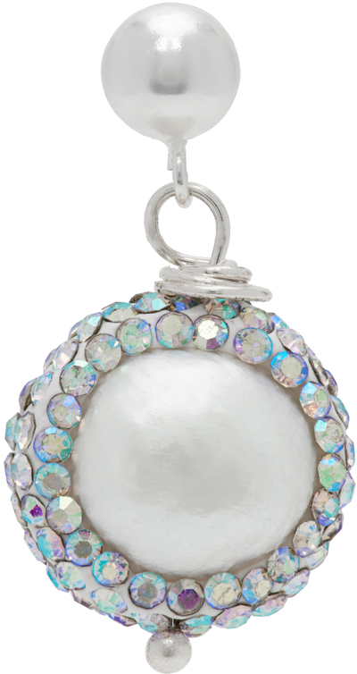Shop Pearl Octopuss.y Silver Diamond Pearl Drop Earring In Pearl/silver