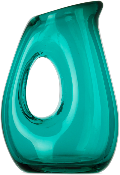 Shop Polspotten Blue Jug With Hole Pitcher In Turquoise