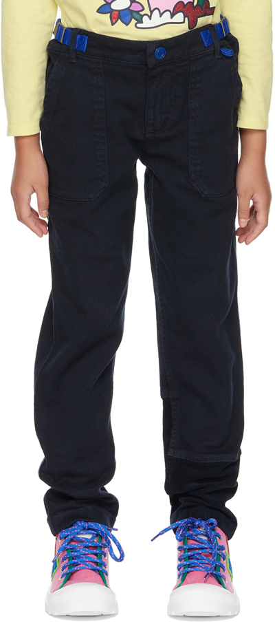 Shop Marc Jacobs Kids Navy Paneled Cargo Pants In 84e Dark Blue