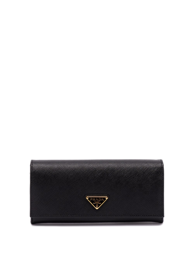 Prada Large Saffiano Leather Wallet In Nero