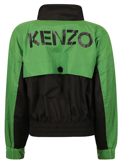 Shop Kenzo Logo Print Bomber In Grass Green
