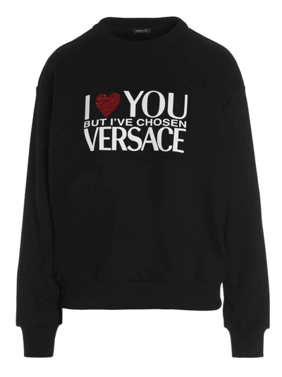 Shop Versace I Love You Hoodie In Black
