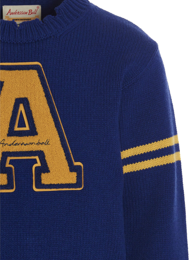 Shop Andersson Bell Logo Sweater In Blue