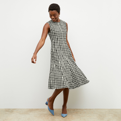 Shop M.m.lafleur The Nyla Dress - Luxe Gingham In Black / White