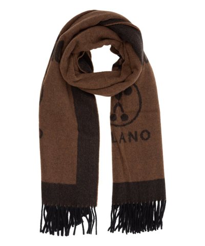 Shop Moschino Double Question Mark Intarsia Fringed Scarf In Multi