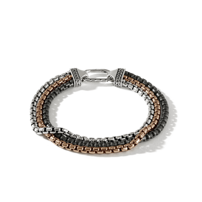 John Hardy Men's Classic Chain Bronze & Silver Triple Row Bracelet In Silver And Bronze
