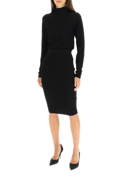 Shop Marciano By Guess 'emma' Monogram Pencil Skirt In Black