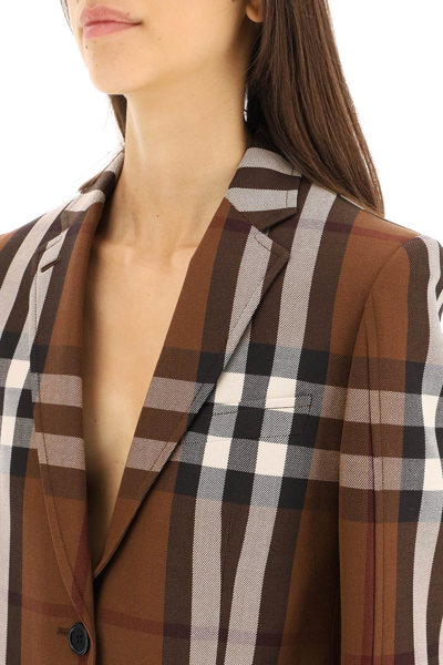 Shop Burberry Exploded Check Twill Jacket In Brown,beige