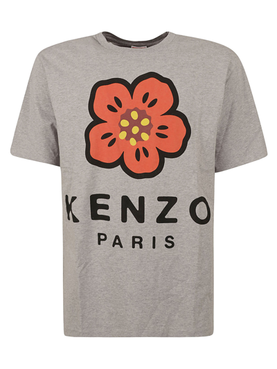Shop Kenzo Logo Print T-shirt In Pearl Grey