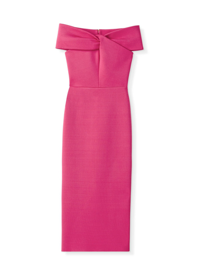 Shop St John Milano Knit Off The Shoulder Dress In Pink