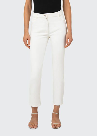 Shop Akris Punto Maru Cropped Slim-fit Pants In White