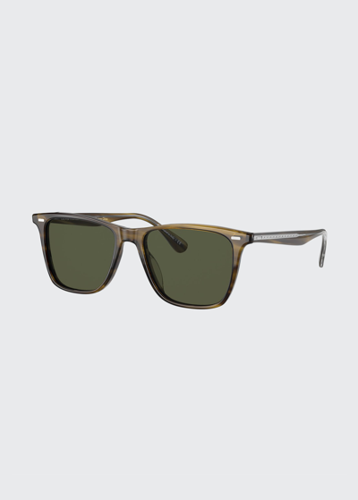Shop Oliver Peoples Men's Ollis Square Acetate Sunglasses In Brown