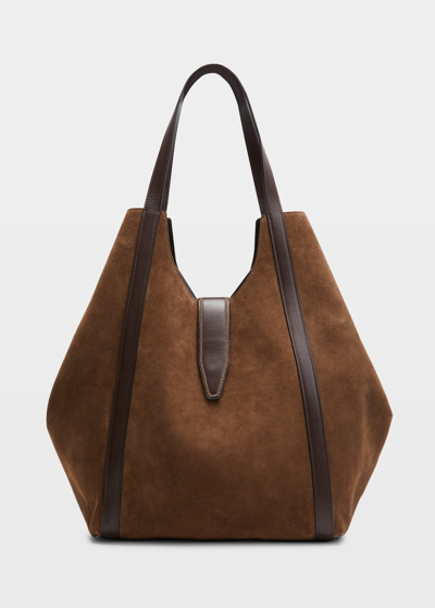 Brunello Cucinelli Mix Leather Hobo Bag In Brown | ModeSens