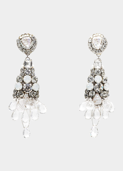 Shop Ranjana Khan Iridescent Crystal Earrings In White
