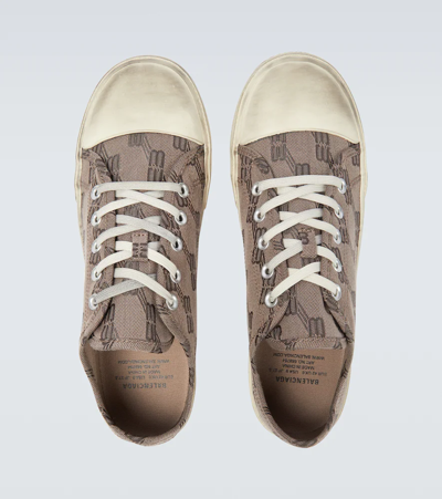 Shop Balenciaga Paris Low-top Canvas Sneakers In Dark Mink Grey/brown