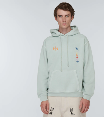 Shop Adish Printed Cotton Terry Hoodie In Grey