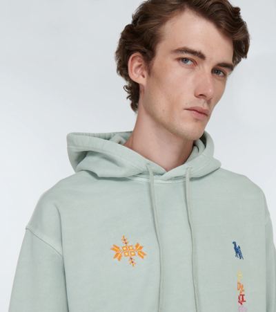 Shop Adish Printed Cotton Terry Hoodie In Grey