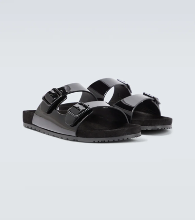 Shop Saint Laurent Jimmy Patent Leather Sandals In Noir