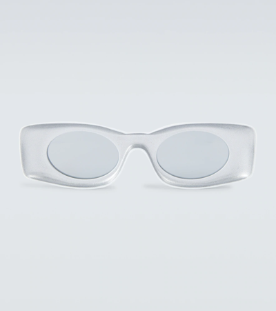 Shop Loewe Paula's Ibiza Oval Sunglasses In Grey / Other / Smoke Mirror