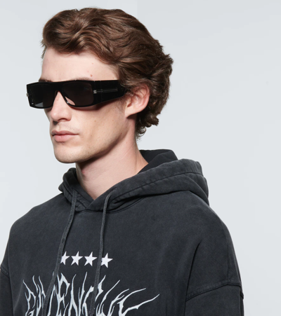 Givenchy 4g Rectangular Glasses In Shiny Black / Smoke Mirror