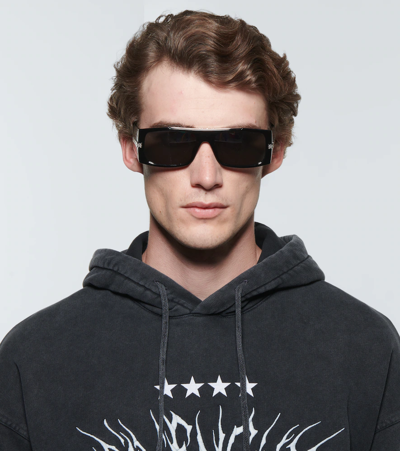 Givenchy 4g Rectangular Glasses In Shiny Black / Smoke Mirror