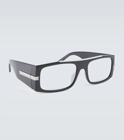 Givenchy 4g Rectangular Glasses In Shiny Black / Smoke Mirror