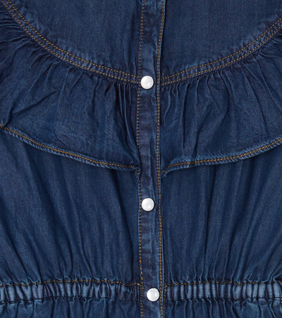 Shop Molo Clarissa Ruffle-trimmed Denim Dress In Warm Blue