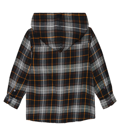Shop Molo Rizz Checked Hooded Shirt In Brown