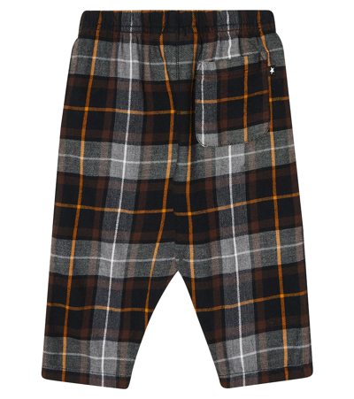 Shop Molo Baby Soy Checked Cotton Pants In Grey Brown Check