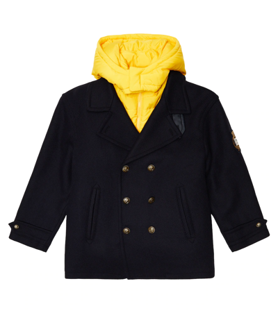 Shop Dolce & Gabbana Convertible Wool-blend Coat In Blu Scurissimo 1