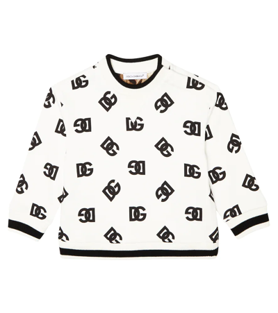 Shop Dolce & Gabbana Baby Dg Cotton Sweatshirt In White