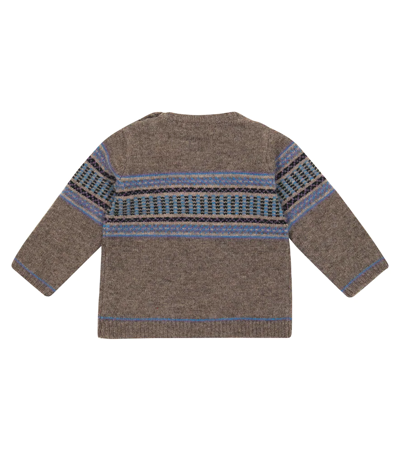 Shop Bonpoint Baby Bassiano Striped Wool Sweater In Marron Glace