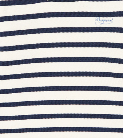 Shop Bonpoint Baby Tourbillon Striped Cotton Top In Rayure Marine/ecru