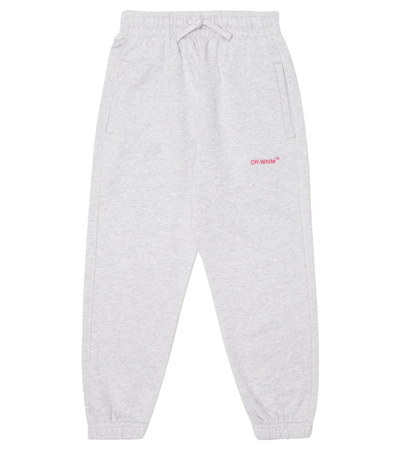 Shop Off-white Logo Cotton Sweatpants In Grey Fuchsia