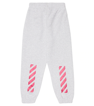 Shop Off-white Logo Cotton Sweatpants In Grey Fuchsia