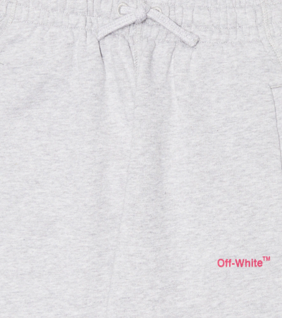 Shop Off-white Logo Cotton Sweatpants In Grey Fuchsia