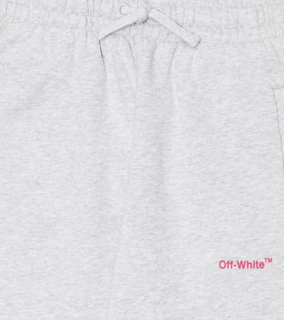 Off-white Logo Cotton Sweatpants In Grey Fuchsia