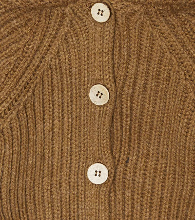 Shop 1+ In The Family Baby Aniol Ribbed Cardigan In Caramel