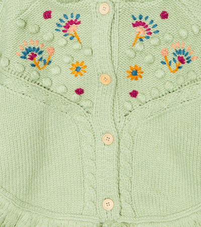 Shop Louise Misha Clara Embroidered Hooded Cardigan In Khaki