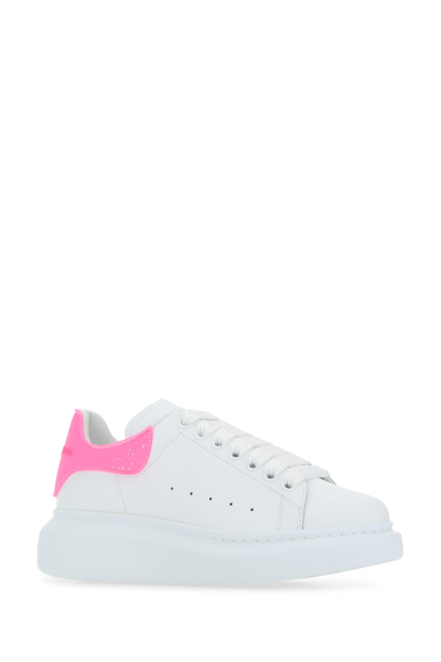 Alexander Mcqueen White Leather Sneakers With Fluo Pink Rubber Heel White  Donna 40 | ModeSens