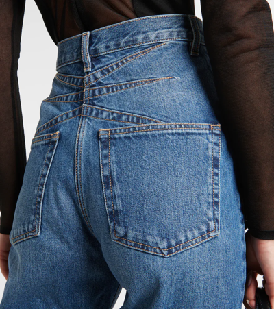 Shop Alaïa Crinoline High-rise Flared Jeans In Bleu Jeans