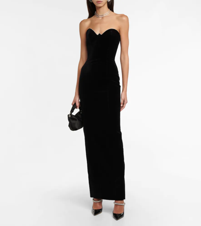 Shop Alexandre Vauthier Crystal-embellished Strapless Gown In Black