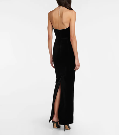 Shop Alexandre Vauthier Crystal-embellished Strapless Gown In Black